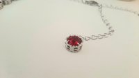 Ruby Red Collet Necklace in Platinum, Art Deco Crystal Choker, Anniversary Jewelry for Women, Birthday Gift for Mom