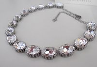 Diamond Clear Crystal Riviere Necklace, Anna Wintour Chunky Collet, Statement Art Deco Choker 4120, Oval Filigree Bib, Mom Gift