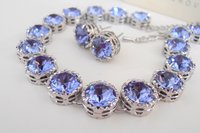 Tanzanite Art Deco Crystal Necklace, Blue Filigree Wedding Choker For Anniversary, Jewelry Gift For her