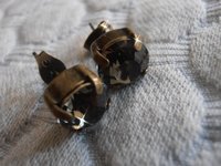 Antique Bronze Black Diamond Post Earrings / 8mm Pierced Round Ear Studs / Handmade Jewelry For Women / Birthday Gift