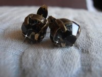 Antique Bronze Black Diamond Post Earrings / 8mm Pierced Round Ear Studs / Handmade Jewelry For Women / Birthday Gift