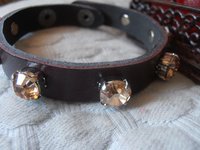 Crystal Cuff Bracelet / Brown Leather Wrap Bracelet / bohemian / Strap Bracelet / Gift for her / Bangles