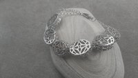 Clear Diamond Cut Statement Filigree Bracelet, Anna Wintour Georgian Platinum Jewelry, Chunky Oval Crystals 4120, Birthday Gift for her