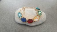 Multi color Oval Crystal Bracelet Anna Wintour Jewelry Georgian Style Gold Chunky Jewelry Gift for Girlfriend Bracelet for Women