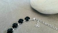 Jet Black Crystal Rivoli Tennis Choker 12mm, Anna Wintour Silver Vienna Necklace, Women Jewelry, Round Cup chain, Girlfriend Gift