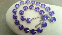 Crystal Tennis Choker Necklace in Lilac, Silver Jewelry for Women, Statement Collet Birthday Gift for Sister, Rivoli Purple Necklaces