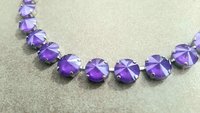 Lilac Purple Crystal Bib Necklace - Rivoli Tennis Choker in Silver - Round Collet - Summer Jewelry for Women - Statement Necklace - Birthday Gift