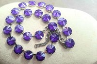 Lilac Purple Crystal Bib Necklace - Rivoli Tennis Choker in Silver - Round Collet - Summer Jewelry for Women - Statement Necklace - Birthday Gift