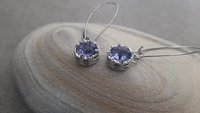 Tanzanite Threader Filigree Earrings / Long Dangle & Drop / Art Deco Women Jewelry / Blue Crystal Threads / Birthday Gift