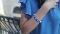 Summer Blue Rivoli Crystal Bracelet 1122, Pantone Color, Trending Jewelry for Women, Silver Tennis Cup chain, Girlfriend Birthday Gift