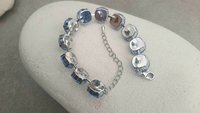 Summer Blue Rivoli Crystal Bracelet 1122, Pantone Color, Trending Jewelry for Women, Silver Tennis Cup chain, Girlfriend Birthday Gift