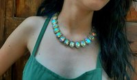 Colorful Shimmer Georgian Riviere Necklace, Anna Wintour Bib Choker, Statement Crystal Jewelry, Oval Filigree Collet, Wife Anniversary Gift