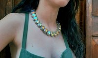 Colorful Shimmer Georgian Riviere Necklace, Anna Wintour Bib Choker, Statement Crystal Jewelry, Oval Filigree Collet, Wife Anniversary Gift