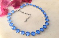 Summer Blue Rivoli Crystal Necklace, Anna Wintour Choker, Platinum Jewelry, Crystal Collet  Fashion Jewelry, Girls Birthday Gift