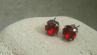 Ruby Crystal July Birthstone Post Earrings, Antique Silver Party Jewelry, Red Crystal Cute Studs, Christmas Gift for Women,  Artisan craft