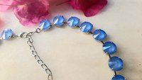 Summer Blue Rivoli Crystal Necklace, Anna Wintour Choker, Platinum Jewelry, Crystal Collet  Fashion Jewelry, Girls Birthday Gift