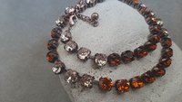 Colorful Autumn Brown Crystal Tennis Necklace, Cup chain Choker, Antique Copper Graduation Jewelry, Wife Christmas gift