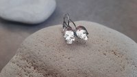 Halloween Clear Crystal Skull Earrings, Handmade Dangle Ring, Dainty Gothic Jewelry, Girls Birthday Gift