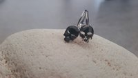 Crystal Jet Skull Halloween Drop Earrings/Ring | Black Gothic Party Jewelry | Women Birthday Gift