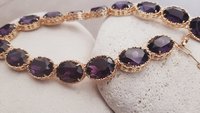 Amethyst Oval Crystal Riviere Necklace in Gold Anna wintour Georgian Jewellery