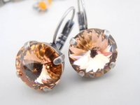 Peach Crystal Rivoli Dangle Earrings | Gift for Girlfriend