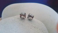 Silver Shade Imperial Cut Stud Earrings, Asscher Cut Crystal, Pierced Post, Women Silver Jewelry, Valentines day Love Gift