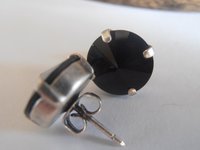 Jet Black Rivoli Stud Earrings / Pierced Post Jewelry / Round Crystal / Birthday Gift / Mother's day Gift