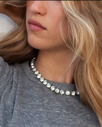 Graduate Diamond Cut Necklace,Tennis Crystal Choker, Antique Silver Cup chain Jewelry 8mm, Gift for her