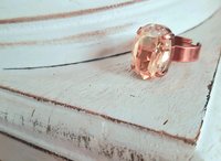 Golden Shadow Crystal Adjustable Band Ring in Antique Copper, Sparkling Cocktail Jewelry, Birthday Gift for Sister, Girlfriend, and Mom