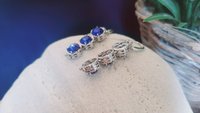 Blue Sapphire Crystal Long Filigree Earrings | Mother's Day Jewelry