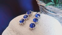 Blue Sapphire Crystal Long Filigree Earrings | Mother's Day Jewelry