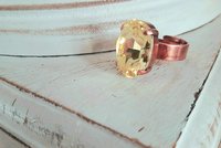 Citrine Yellow Crystal Cocktail Band Ring in Antique Copper, Sparkling Jewelry for Girls, Birthday Gift Ideas