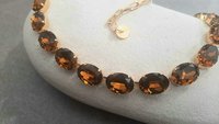 Anna Wintour Smoked Topaz Riviere Necklace, Crystal Gold Choker, Tennis Cup chain Brown Collet, Women Jewelry, Anniversary Gift for Mom