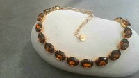 Anna Wintour Smoked Topaz Riviere Necklace, Crystal Gold Choker, Tennis Cup chain Brown Collet, Women Jewelry, Anniversary Gift for Mom