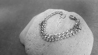 Multi Strand Clear Rhinestone Chain Bracelet - Thick Curb Chunky Chain in Platinum - Modern Statement Jewelry - Birthday Gift for Girls