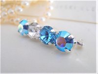 Aquamarine Crystal Brooch / Clothing Badge / Multi color Blue Pin / Shirt Pins School Jewelry Clip / Silver Brooches / Costume Brooches