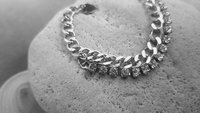 Multi Strand Clear Rhinestone Chain Bracelet - Thick Curb Chunky Chain in Platinum - Modern Statement Jewelry - Birthday Gift for Girls