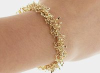 Hollow Celestial Bracelet with Metal Stars - Chunky Cuff in Gold Plating - Plain Everyday Jewelry - Women's Birthday Gift for Girlfriend