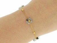 Handmade Gold Beaded Chain Bracelet made with Rutile Quartz Gemstones,  Beads Bracelet Flower, Modern Dainty Jewelry for Woman, Gifts