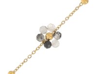 Handmade Gold Beaded Chain Bracelet made with Rutile Quartz Gemstones,  Beads Bracelet Flower, Modern Dainty Jewelry for Woman, Gifts