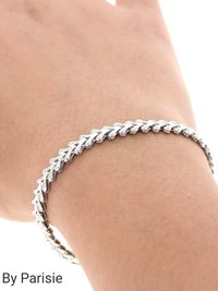 Stylish Stainless Steel Herringbone Bracelet, Specialty Chevron Metal Chain for Wrist, Modern Everyday Jewelry for Females, Gift for Sister