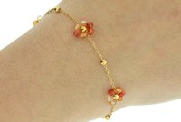 Carnelian Gemstone Chain Bracelet in Gold Dainty Jewelry for Everyday Beaded Bracelets for Gift - Stainless Steel - Faceted Stone Beads