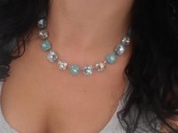 Pacific Opal Cushion Cut Necklace 4470,Tennis Cup chain Collet, Summer Blue Jewelry, Gift for women, Crystal Choker