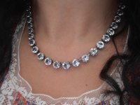 Graduate Diamond Cut Necklace,Tennis Crystal Choker, Antique Silver Cup chain Jewelry 8mm, Gift for her