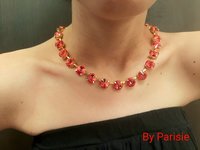 Hyacinth Crystal Tennis Necklace Summer Gold Jewely for Women Anna Wintour Orange Rhinestone Collet Statement Gift for Girlfriend Night out