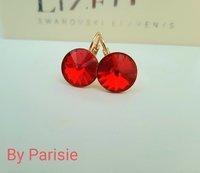 Hyacinth Rivoli Dangle Earrings Gold Lever back Earring Orange Crystal Drop Earrings 12mm Gift for Friend Everyday Jewelry