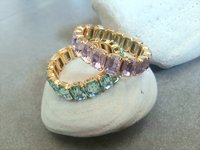 Multi-color Austrian Crystal Stretch Bracelet Emerald Cut Wrist Cuff Statement Jewelry for Women Summer Gifts Octagon Crystal 14x10mm