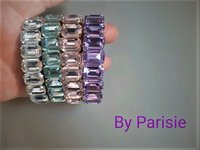 Multi-color Austrian Crystal Stretch Bracelet Emerald Cut Wrist Cuff Statement Jewelry for Women Summer Gifts Octagon Crystal 14x10mm