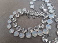 Clear and White Opal Crystal Three Strand Necklace in Platinum Anna Wintour Collet Rivoli Choker 12mm Statement Jewelry Women Birthday Gift