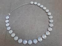 Clear and White Opal Crystal Three Strand Necklace in Platinum Anna Wintour Collet Rivoli Choker 12mm Statement Jewelry Women Birthday Gift